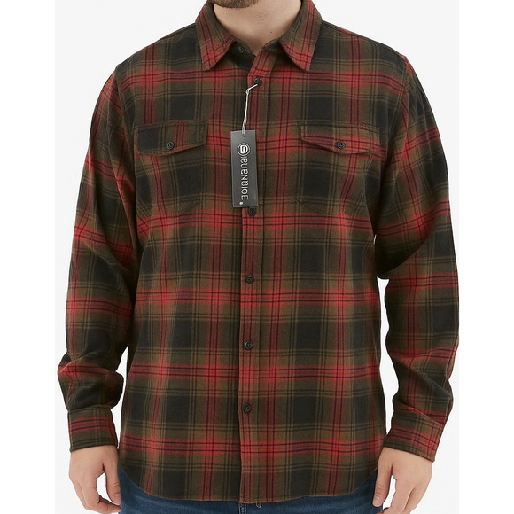 Burnside Men’s Plaid Flannel Shirt Crimson Red Size Large NWT Camping Grunge - Picture 1 of 13